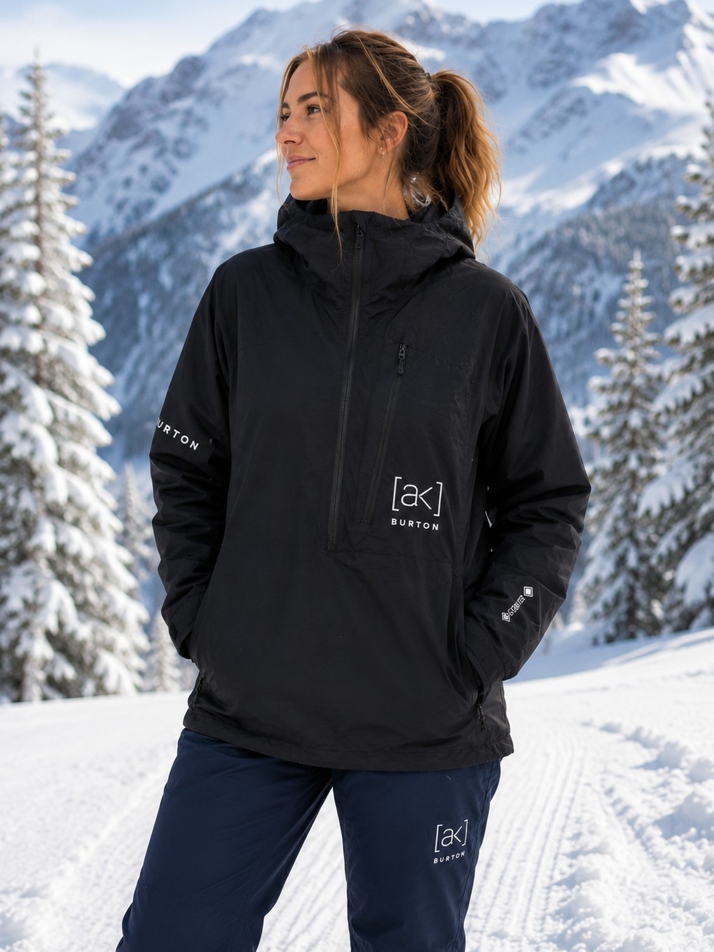 Burton aK black Pullover Anorak Jacket Rain/Snow